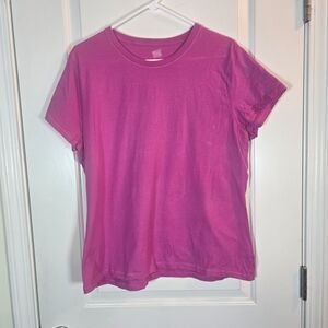 Hanes Fuchsia Short Sleeve Tee